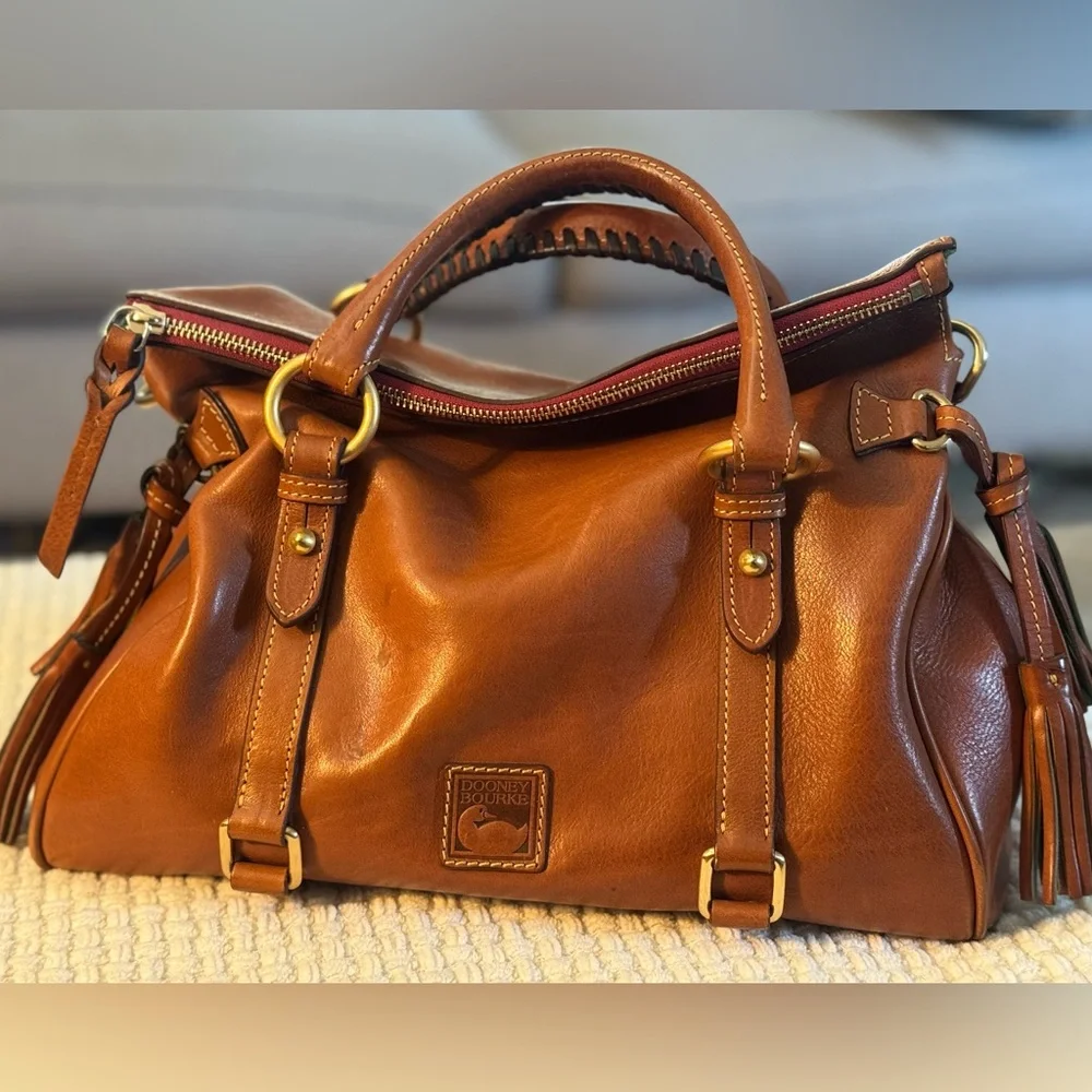 Dooney & Bourke Tan Leather Satchel - Picture 4 of 16